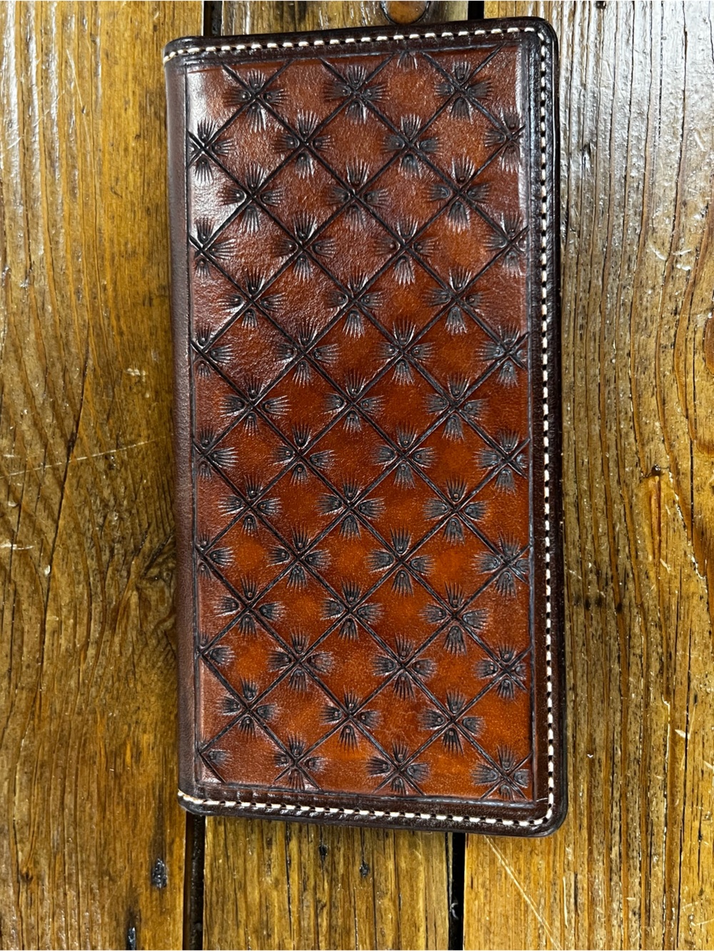 Custom Made Hand Tooled Full Grain Leather Roper Wallet